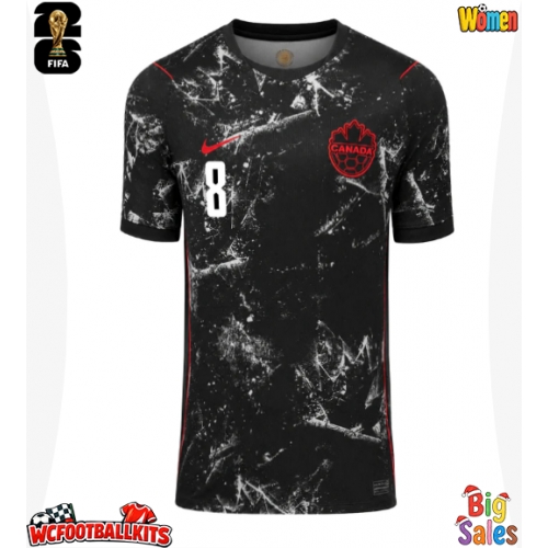 Canada Ismael Kone #8 Replica Away Stadium Shirt for Women World Cup 2026 Short Sleeve